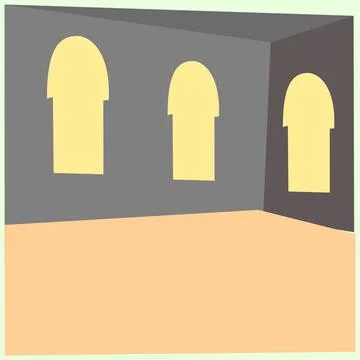 Illustration of an empty room with arches in a flat style. prayer room icon. Stock Illustration