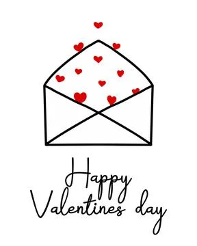 Illustration of envelope with hearts. Illustrazione stock
