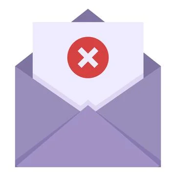 Illustration of an envelope with a red error cross symbol, indicating a failed Stock Illustration