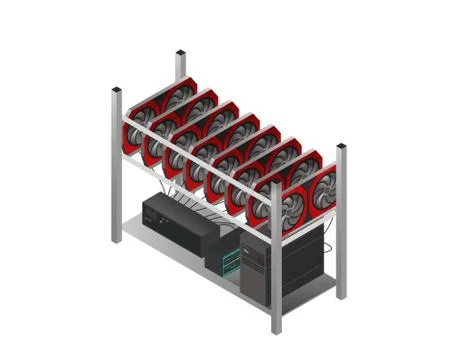 Illustration of equipment for mining cryptocurrencies. Stock Illustration