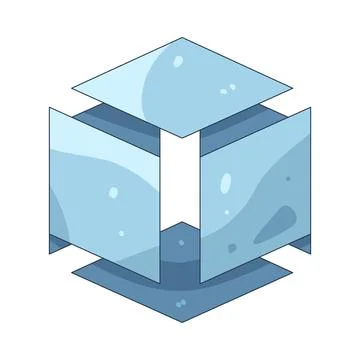 Illustration of exploded cube Stock Illustration
