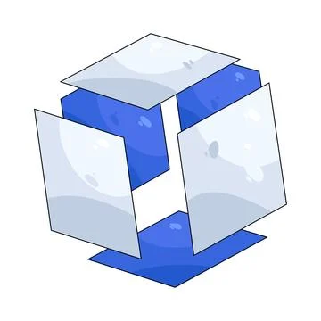Illustration of exploded cube view Stock Illustration