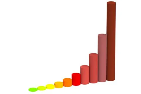 Illustration exponential ascending graph isolate 3d rendering Illustrazione stock