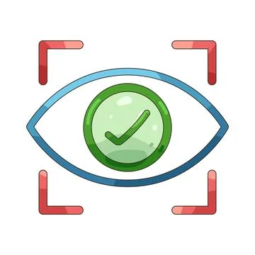 Illustration of eye scan with a checkmark 스톡 일러스트