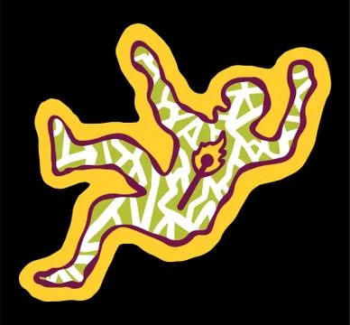 Illustration of a falling man with a match inside Illustrazione stock