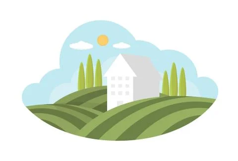 Illustration farm, vector flat design Stock Illustration