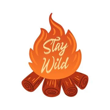 Illustration features a dynamic campfire with vibrant flames, lettering Sta.. Stock Illustration