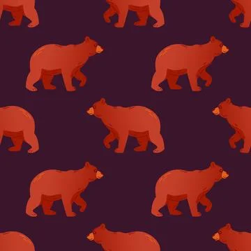 Illustration featuring a repeating pattern of grizzly bears in various poses Stock Illustration