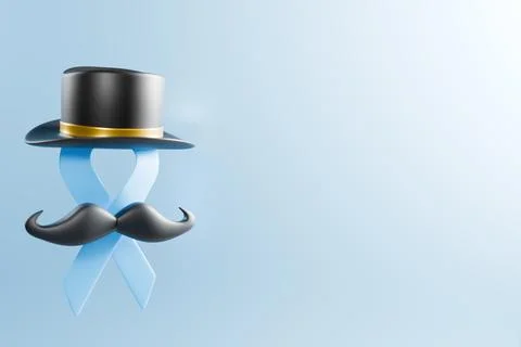 A illustration featuring a top hat and mustache with a blue ribbon 스톡 일러스트