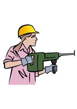 Illustration of female construction worker Illustrazione stock