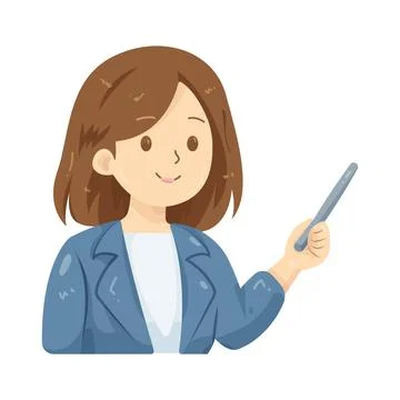 Illustration of female teacher pointing with pointer Stock Illustration