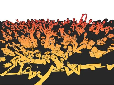 Illustration of festival crowd at live concert Stock Illustration