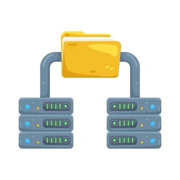 Illustration of File Storage System with Server Stock Illustration