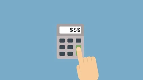 Illustration of Finger Pressing Calculator Button on Blue Background Video stock 341920145
