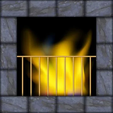 Illustration of fire in the fireplace Illustrazione stock