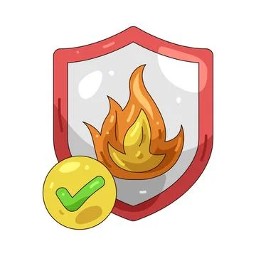 Illustration of fire shield with a check mark Stock Illustration