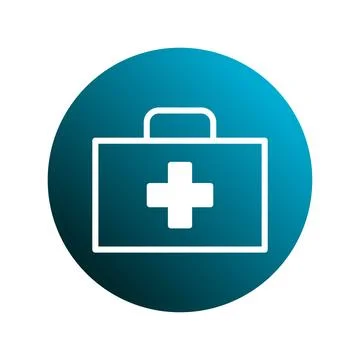 Illustration of a first aid kit icon representing healthcare services and e.. Stock Illustration