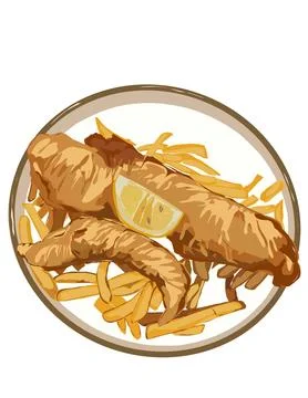 Illustration of Fish and chips Stock Illustration