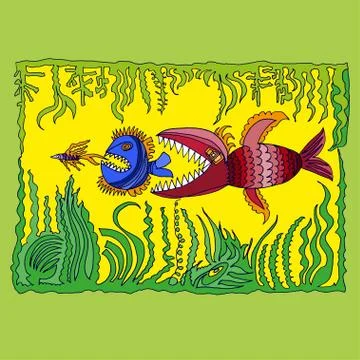 Illustration with fish Stock Illustration