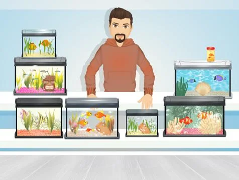 Illustration of fish shop Stock Illustration