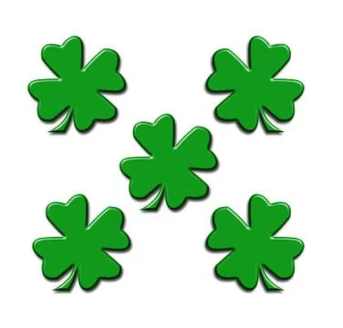 Illustration of five four-leaf clover Stock Illustration