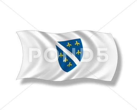 Illustration, Flag of Bosnia and Herzegowina Stock Illustration