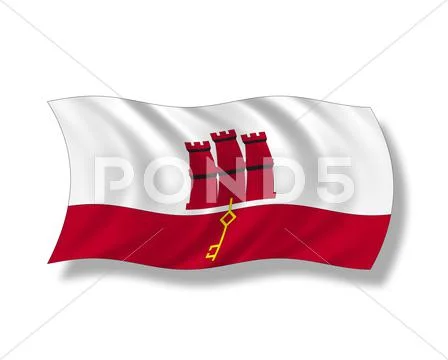 Illustration, Flag of Gibraltar Stock Illustration