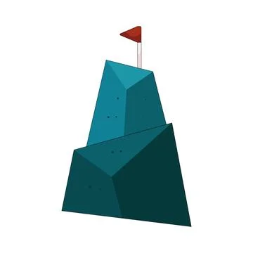 Illustration of flag on a mountain Stock Illustration