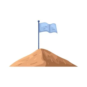 Illustration of flag on a mountain top Stock Illustration