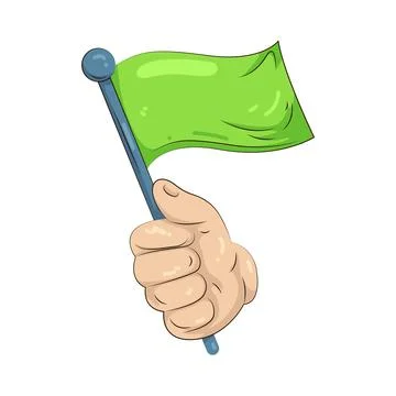 Illustration of flag with a thumbs up 스톡 일러스트