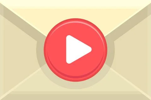 Illustration of flat design digital object, multimedia email containing video Stock Illustration
