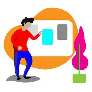 Illustration flat design of a person doing a presentation Illustrazione stock