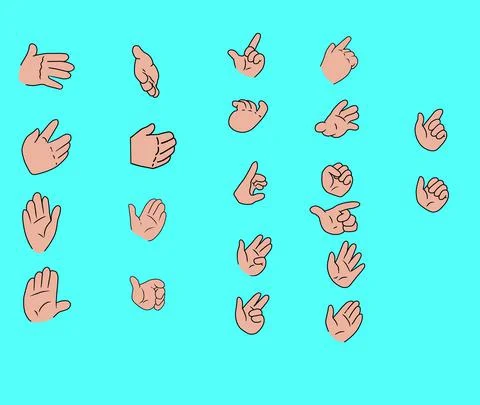 Illustration of Flat hand gestures. Stock Illustration