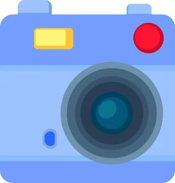 Illustration of a flat image of a multimedia icon, a blue digital camera ap.. Stock Illustration