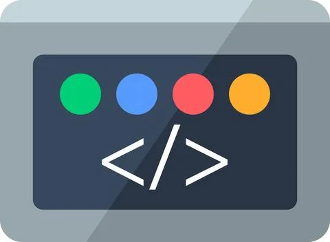 Illustration of a flat image of a multimedia icon, coding web development Illustrazione stock