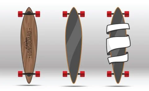 Illustration of flat longboards isolated. Stock Illustration