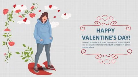 Illustration in a flat style on the theme of the Valentines Day holiday A gir Stock Illustration