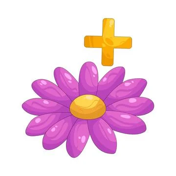 Illustration of Flower with plus sign 스톡 일러스트
