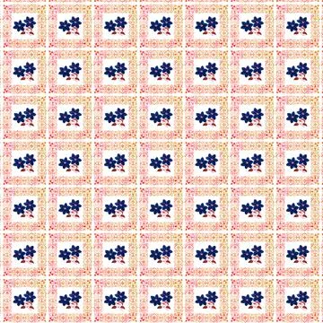 Illustration of flowers surrounded by patterned frames on a white background 스톡 일러스트