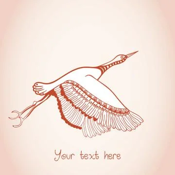 Illustration of flying bird, creative hand drawn card Stock Illustration