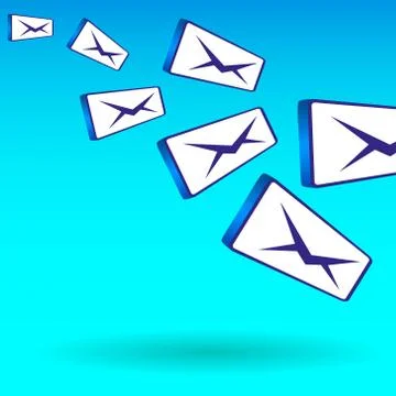 Illustration of the flying of bulk mail messages Stock Illustration