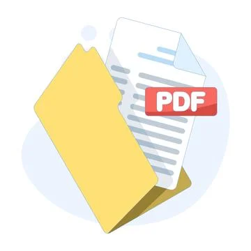 Illustration of a folder containing a PDF document Stock Illustration