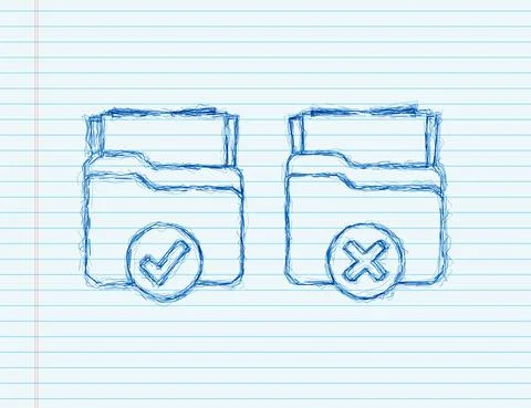 Illustration with folder yes no. Checkmark icon. Documents icon. Vector Stock Illustration