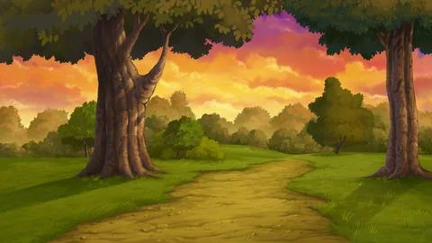 Illustration of the forest at evening Stock Illustration