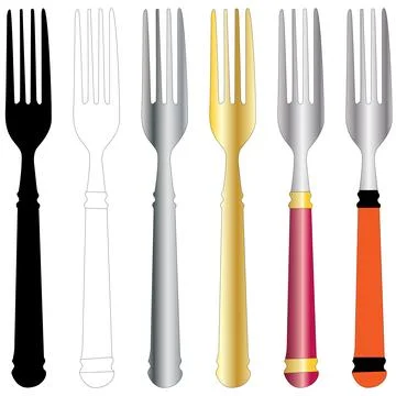 Illustration of forks in various styles Illustrazione stock