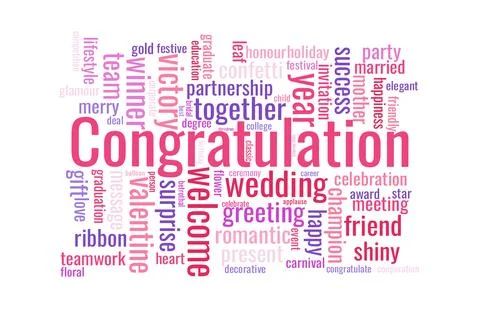 Illustration in the form of a cloud of words related to congratulation. Stock Illustration