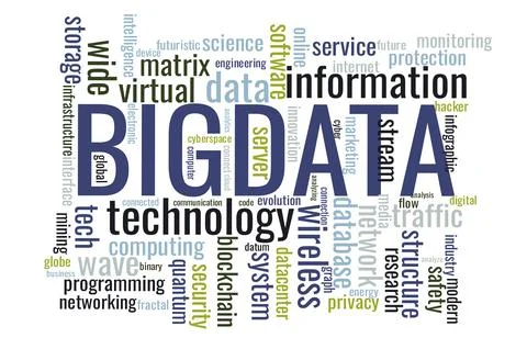 Illustration in the form of a cloud of words related to bigdata. Stock Illustration