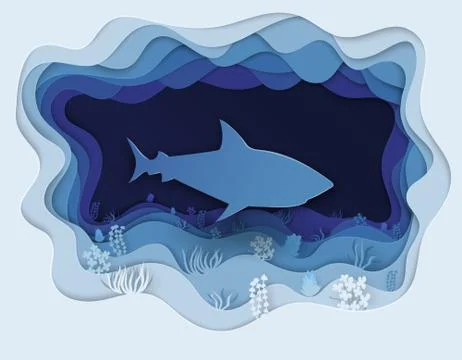 Illustration of a formidable shark on the hunt Stock Illustration