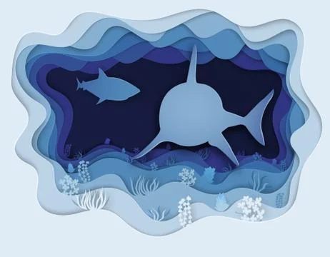 Illustration of a formidable shark on the hunt Illustrazione stock