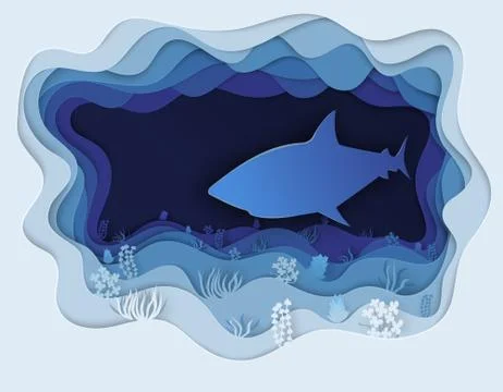 Illustration of a formidable shark on the hunt Stock Illustration